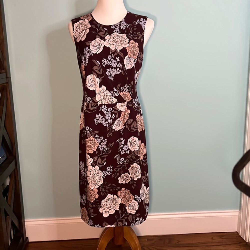 Ann Taylor Eggplant Floral Sheath Drese